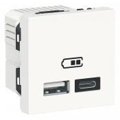 Двойная USB розетка A+C, белая, Unica New img