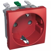 Розетка силовая 2P+E Altira, 16A 250V ~ (AC), со шторками, с заземлением, красная img