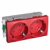 Розетка силовая двойная 45° 2P+E Altira, 16A 250V ~ (AC), со шторками, с заземлением, с механической блокировкой, красная img