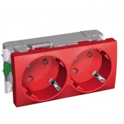 Розетка силовая двойная 45° 2P+E Altira, 16A 250V ~ (AC), со шторками, с заземлением, красная img