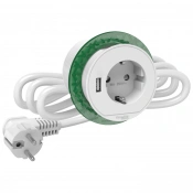 Блок розеток (2К+З)+USB тип А, белый, Unica System+ img